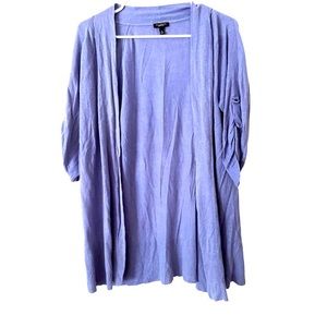 Talbots Womens Open Front‎ Knitted Cardigan Sweater 3/4 sleeve Cornflower Blue M
